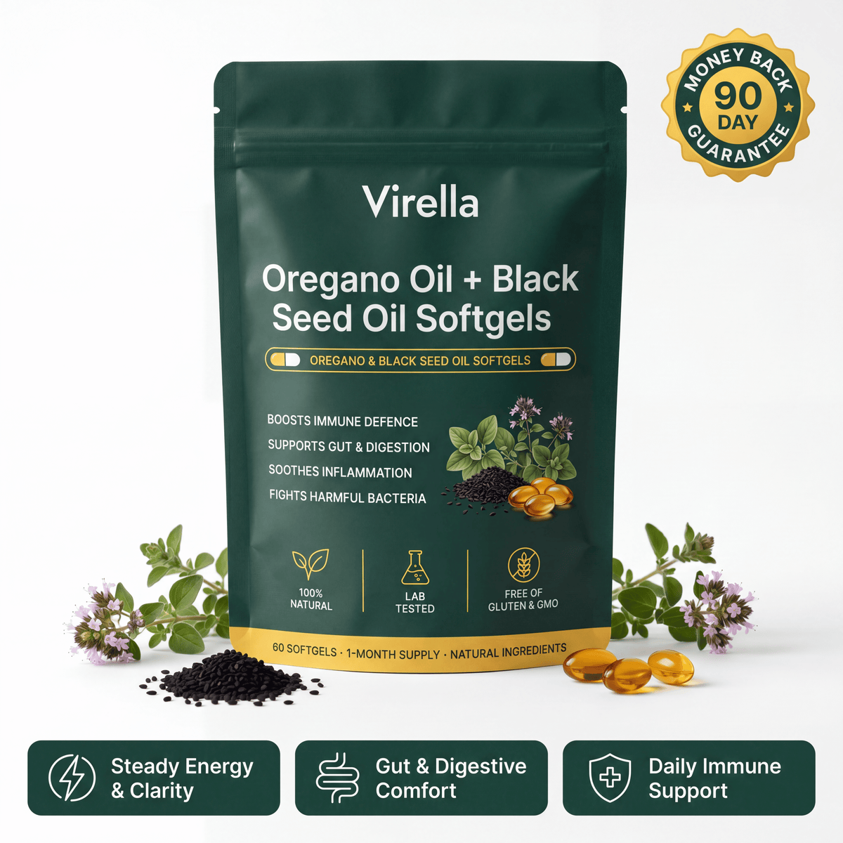Virella® Oregano Oil + Black Seed Oil Softgels