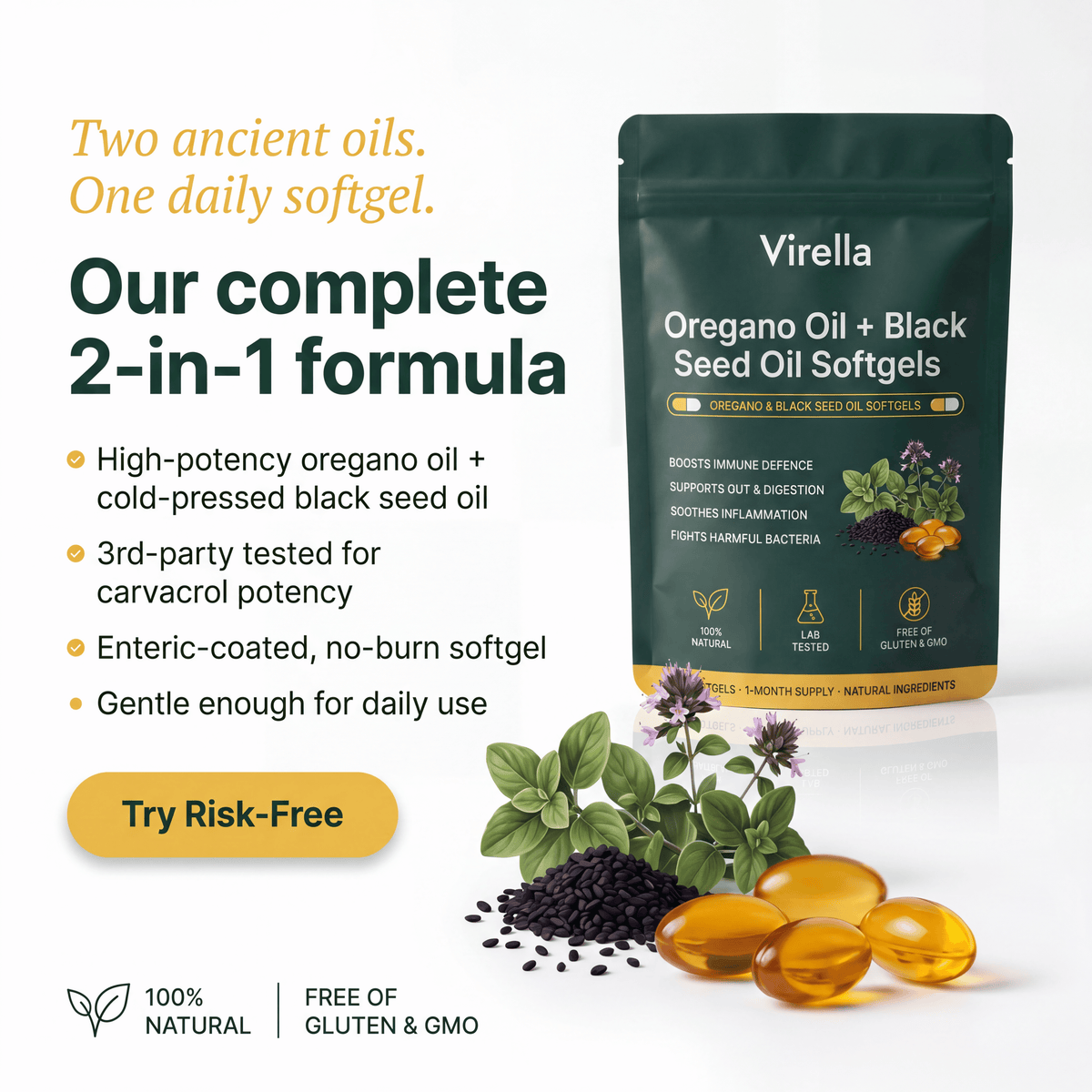 Virella® Oregano Oil + Black Seed Oil Softgels