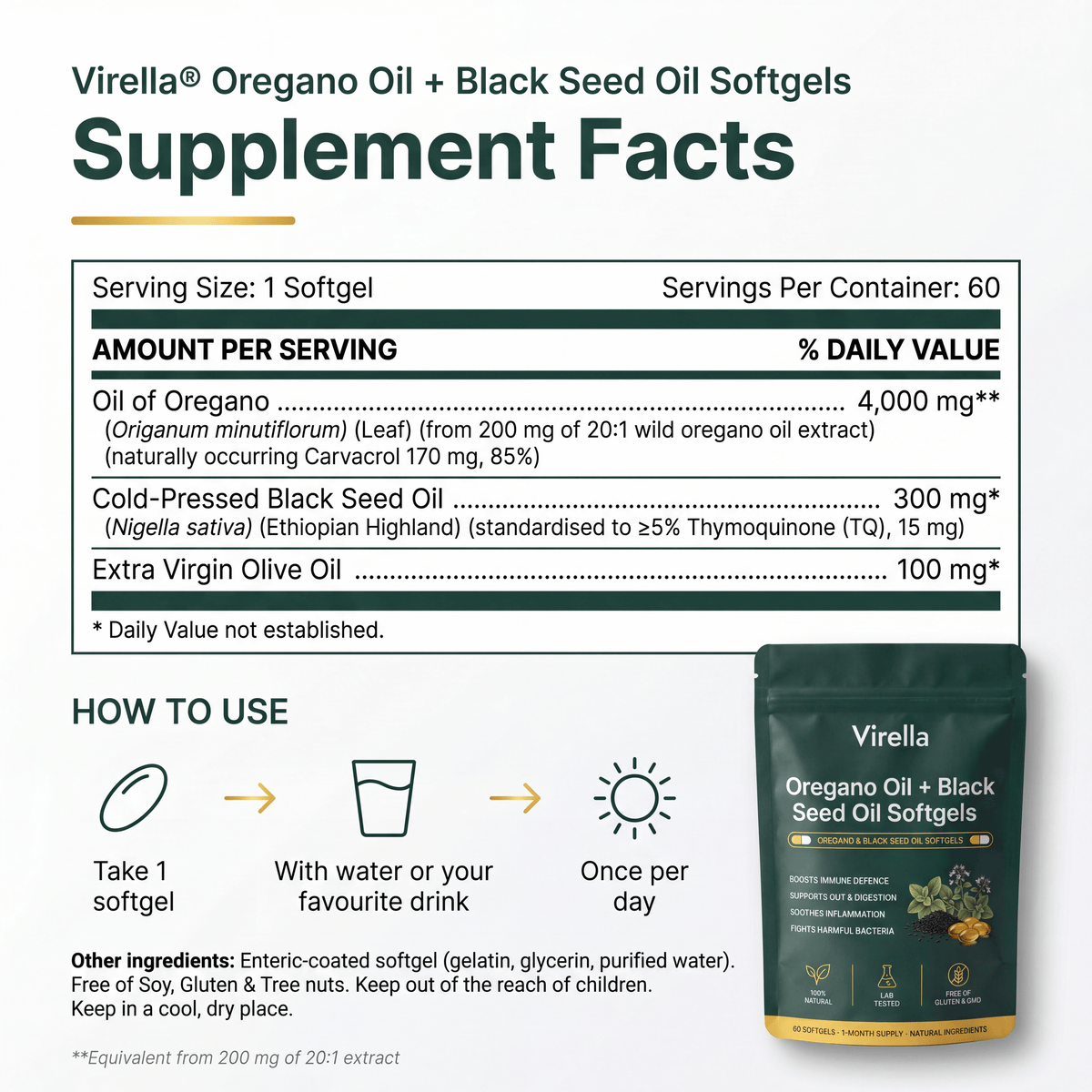 Virella® Oregano Oil + Black Seed Oil Softgels